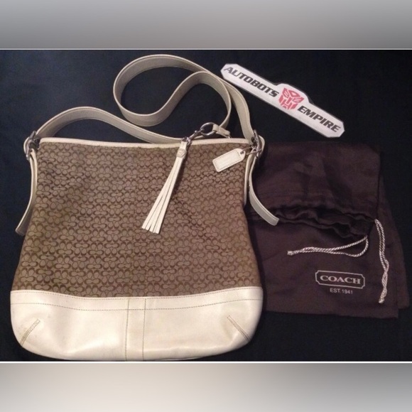 Vintage Coach Womens Leather Brown Canvas Bag Tote Purse & Sunglass Eye Case 1 - Picture 2 of 16